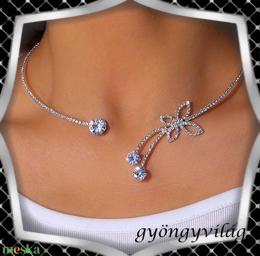 Ékszerek-szettek: Esküvői, menyasszonyi, alkalmi ékszer szett, ES-SZÉ33-e fehér - ékszer - nyaklánc - nyakpánt, gallér - Meska.hu