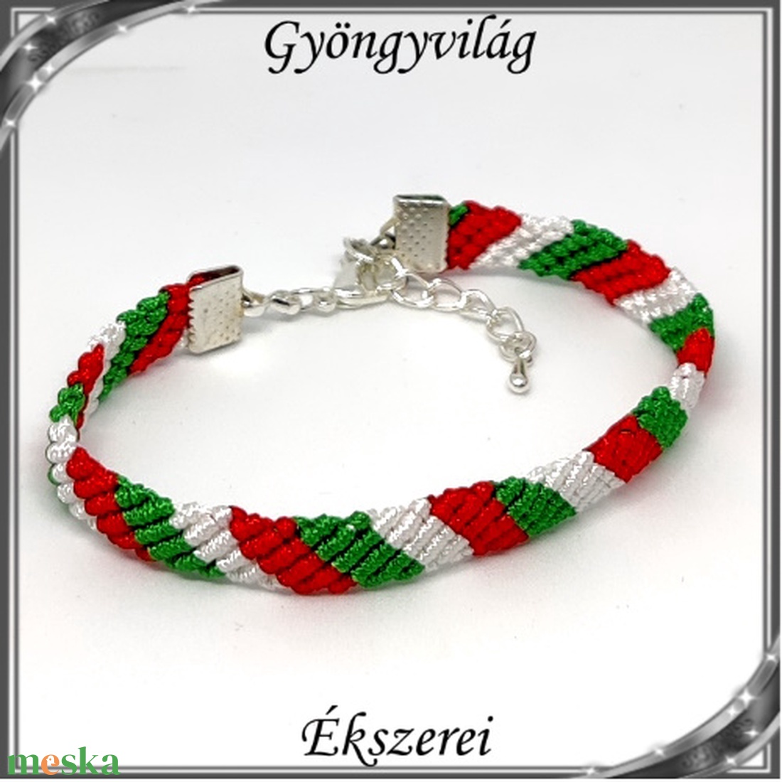 Ékszerek-karkötők: Makramé nemzeti színű karkötő SK-M 26-1-10 - ékszer - karkötő - fonott karkötő - Meska.hu Ékszerek-karkötők: Makramé nemzeti színű karkötő SK-M 26-1-10 - ékszer - karkötő - fonott karkötő - Meska.hu