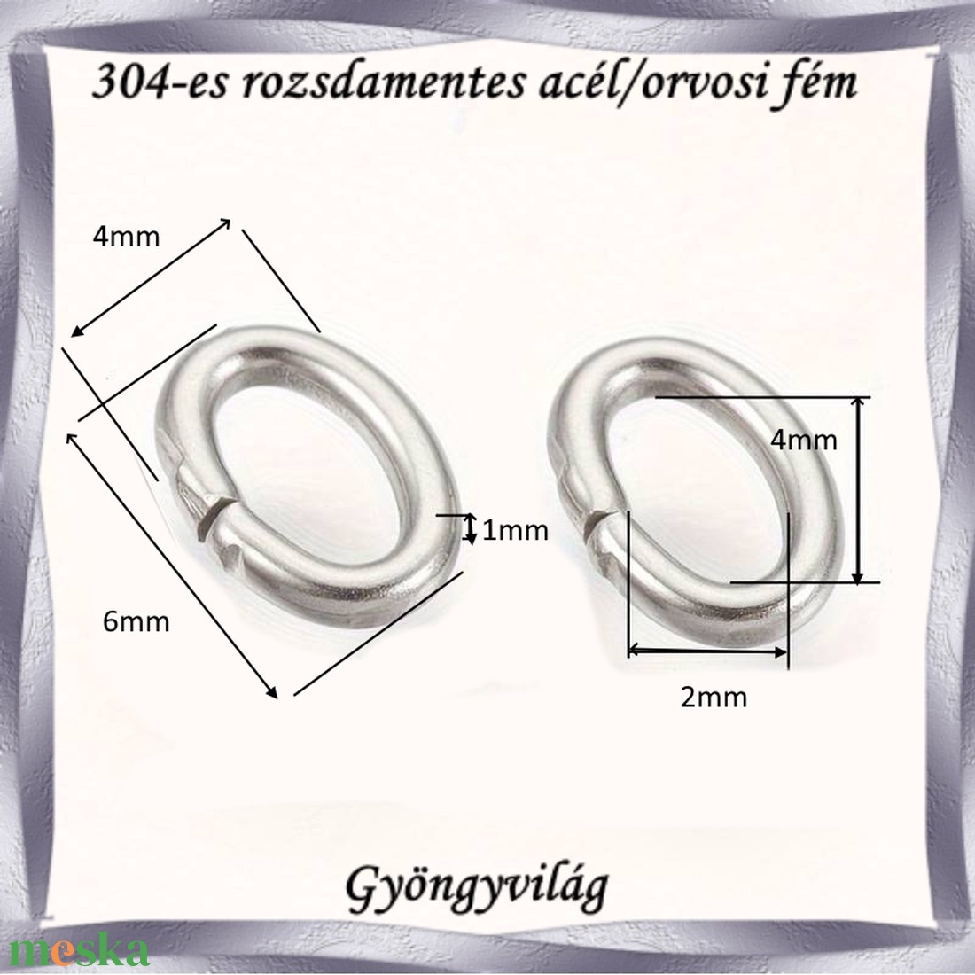 304 Nemes acél ékszerkellék: szerelőkarika, nyitott, ovális NASZK NY 4x6x1 20db/cs - kellékek & szerszámok - gyöngyfűzés kellékek - szerelőkarika - Meska.hu 304 Nemes acél ékszerkellék: szerelőkarika, nyitott, ovális NASZK NY 4x6x1 20db/cs - kellékek & szerszámok - gyöngyfűzés kellékek - szerelőkarika - Meska.hu