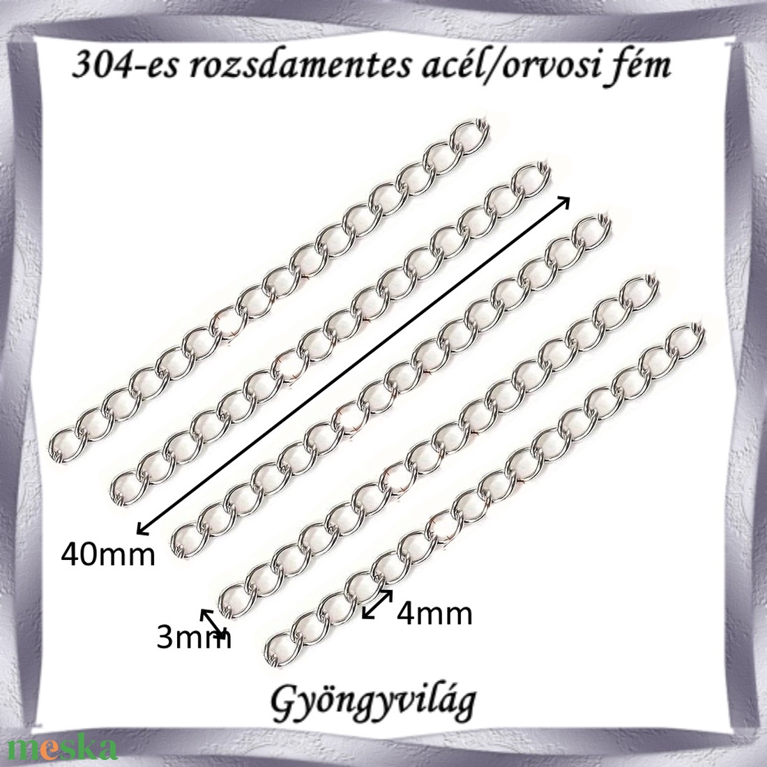 Nemes acél ékszerkellék: lánchosszabbító NALK 01-6-3 5db/csomag - kellékek & szerszámok - ékszerkellék - lánchosszabbító - Meska.hu Nemes acél ékszerkellék: lánchosszabbító NALK 01-6-3 5db/csomag - kellékek & szerszámok - ékszerkellék - lánchosszabbító - Meska.hu