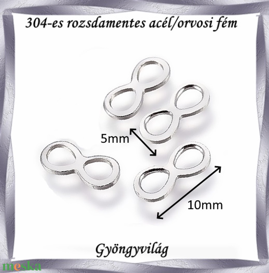 Nemes acél ékszerkellék: medál, caboshon, fityegő NAMCF-12e 4db/cs - kellékek & szerszámok - gyöngyfűzés kellékek - cabochon - Meska.hu