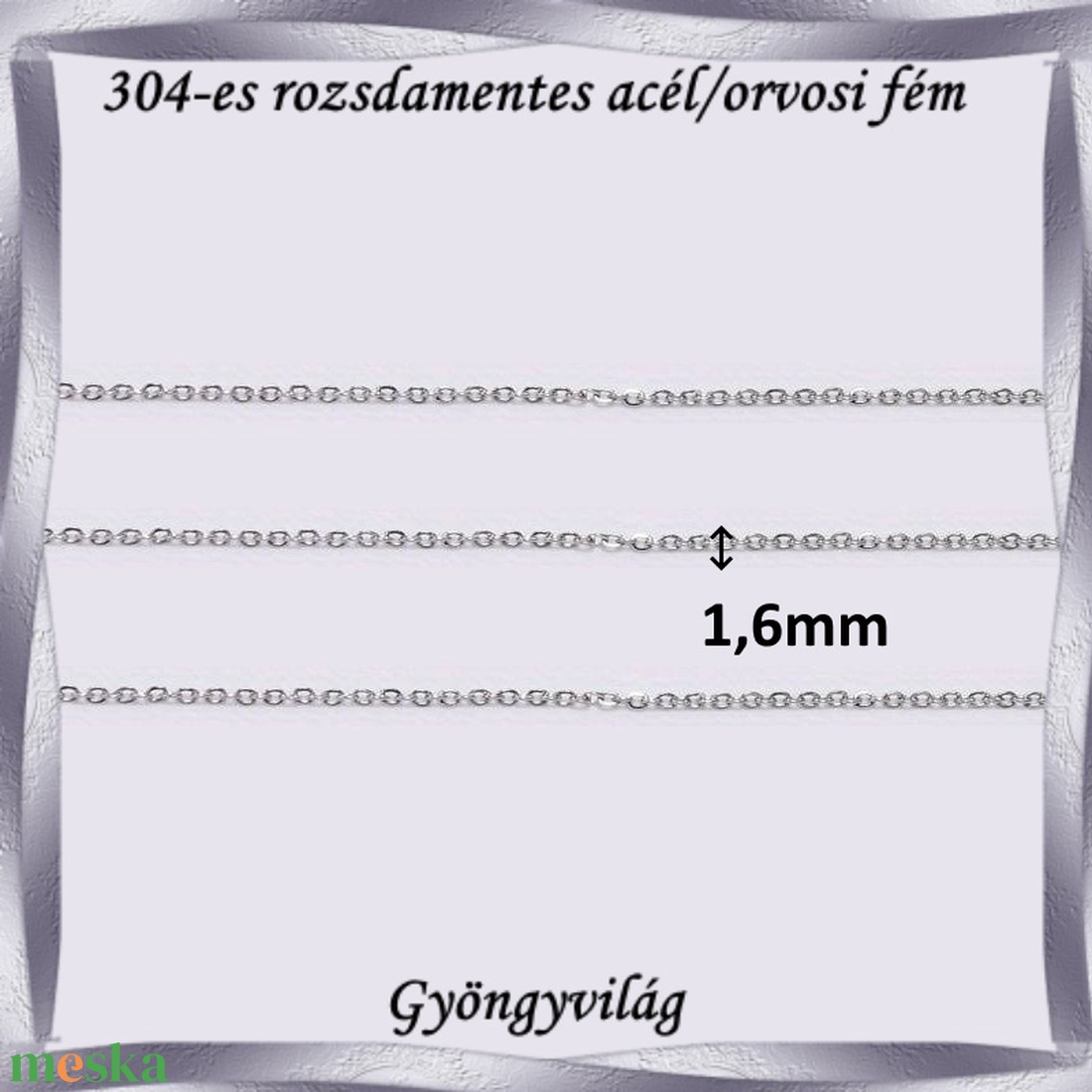304 Nemes acél ékszerkellék: lánc méterben NALM 04-1,6 - kellékek & szerszámok - ékszerkellék - nyaklánc alap - Meska.hu 304 Nemes acél ékszerkellék: lánc méterben NALM 04-1,6 - kellékek & szerszámok - ékszerkellék - nyaklánc alap - Meska.hu
