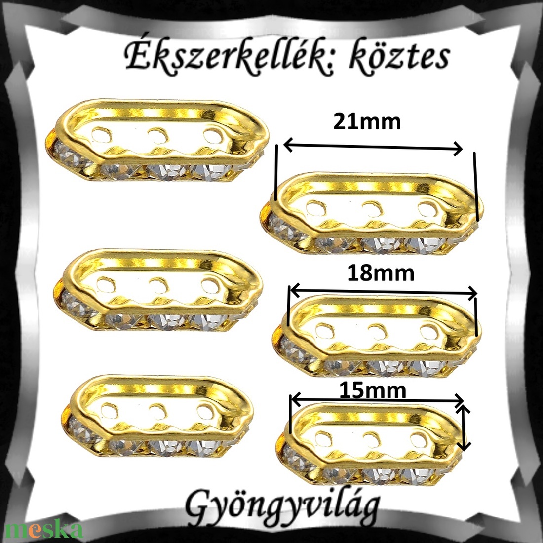 Ékszerkellék: köztes / díszítőelem / gyöngy BKÖ 3S 07a 5db - kellékek & szerszámok - gyöngyfűzés kellékek - fém köztesek - Meska.hu