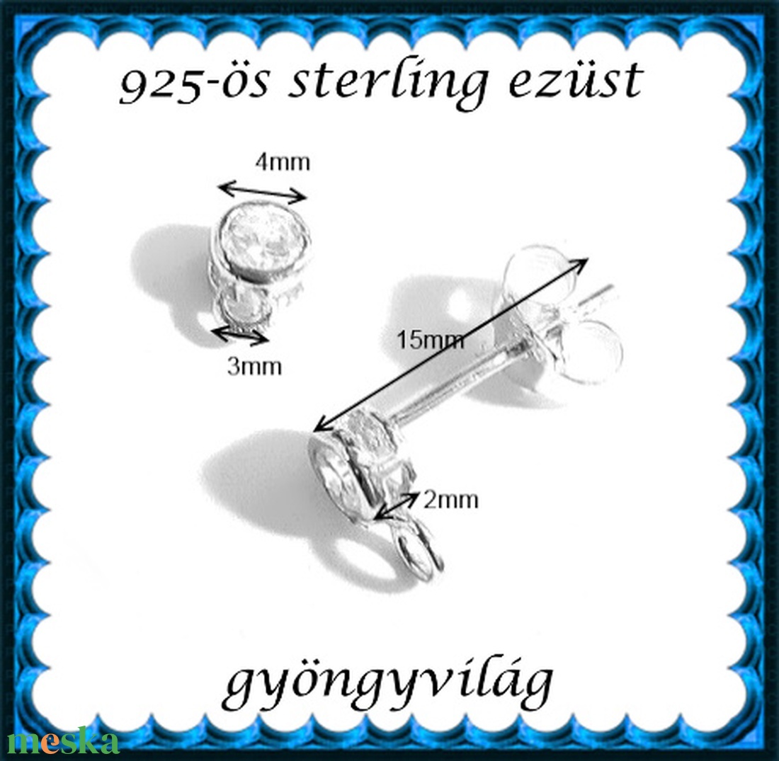 925-ös sterling ezüst ékszerkellék: fülbevaló kapocs, bedugós EFK B 19 - kellékek & szerszámok - ékszerkellék - fülbevaló kapocs - Meska.hu 925-ös sterling ezüst ékszerkellék: fülbevaló kapocs, bedugós EFK B 19 - kellékek & szerszámok - ékszerkellék - fülbevaló kapocs - Meska.hu