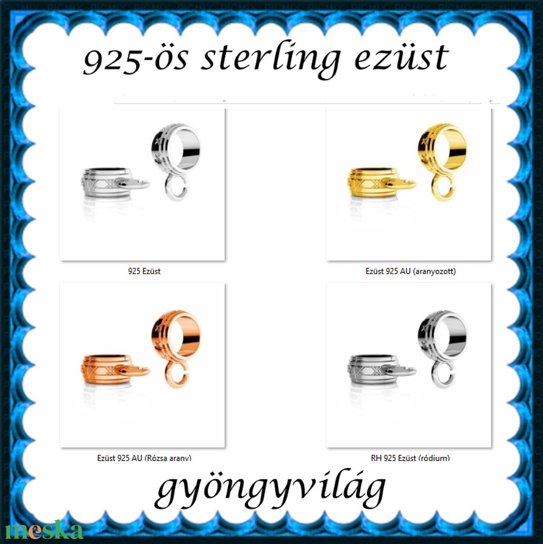 925-ös sterling ezüst ékszerkellék: medáltartó, medálkapocs EMT 49 - kellékek & szerszámok - ékszerkellék - medáltartó, medálkapocs - Meska.hu