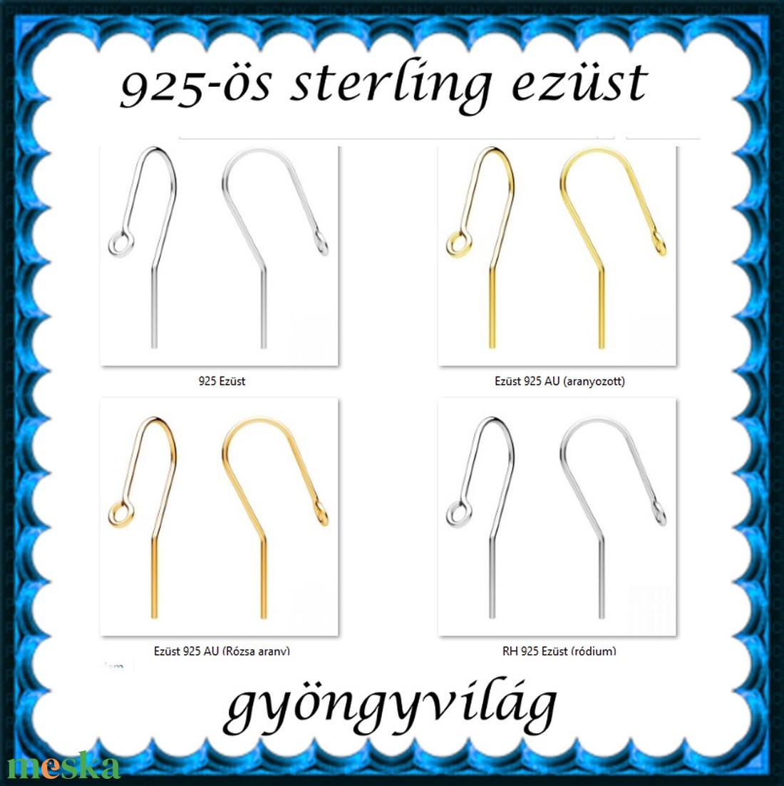 925-ös sterling ezüst ékszerkellék: fülbevalóalap akasztós EFK A 104g - kellékek & szerszámok - gyöngyfűzés kellékek - egyéb alkatrész - Meska.hu 925-ös sterling ezüst ékszerkellék: fülbevalóalap akasztós EFK A 104g - kellékek & szerszámok - gyöngyfűzés kellékek - egyéb alkatrész - Meska.hu
