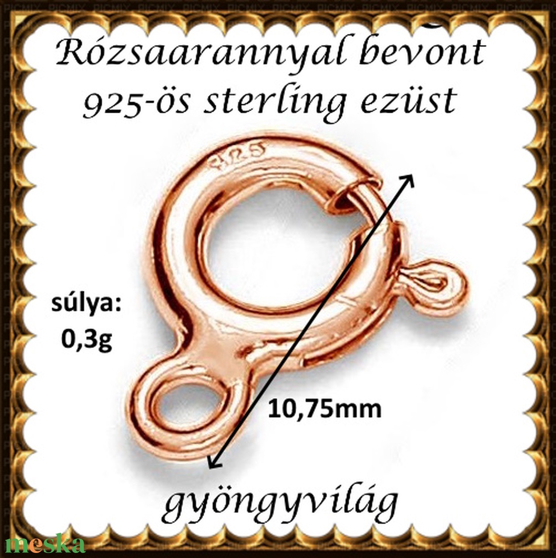 925-ös sterling ezüst ékszerkellék: lánckalocs  ELK 1S 12-2-10,75rg - kellékek & szerszámok - ékszerkellék - nyaklánc kapocs - Meska.hu