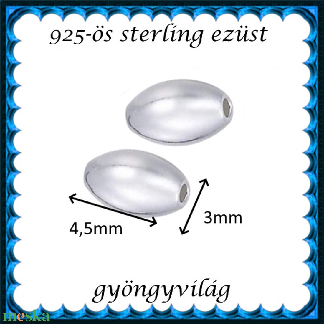 925-ös sterling ezüst ékszerkellék: köztes / gyöngy / dísz EKÖ 27-3 3x4,5 - kellékek & szerszámok - gyöngyfűzés kellékek - fém köztesek - Meska.hu 925-ös sterling ezüst ékszerkellék: köztes / gyöngy / dísz EKÖ 27-3 3x4,5 - kellékek & szerszámok - gyöngyfűzés kellékek - fém köztesek - Meska.hu