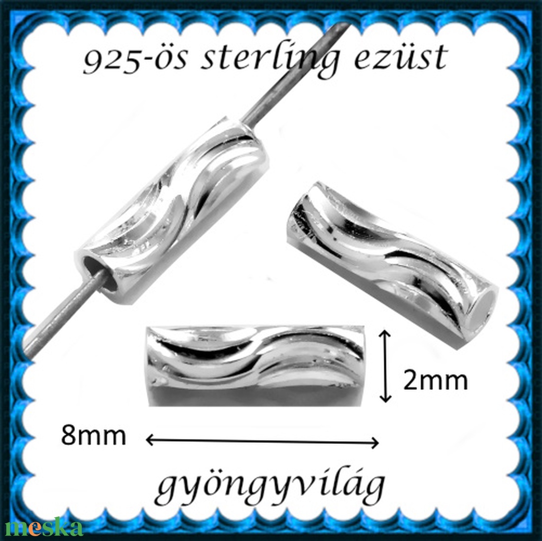 925-ös sterling ezüst ékszerkellék: köztes / gyöngy / dísz EKÖ 45 2x8 - kellékek & szerszámok - gyöngyfűzés kellékek - fém köztesek - Meska.hu 925-ös sterling ezüst ékszerkellék: köztes / gyöngy / dísz EKÖ 45 2x8 - kellékek & szerszámok - gyöngyfűzés kellékek - fém köztesek - Meska.hu