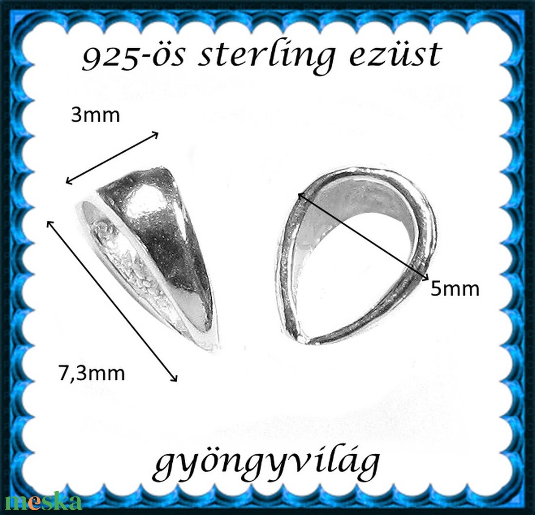 925-ös sterling ezüst ékszerkellék: medáltartó, medálkapocs EMT 50 - kellékek & szerszámok - gyöngyfűzés kellékek - egyéb alkatrész - Meska.hu