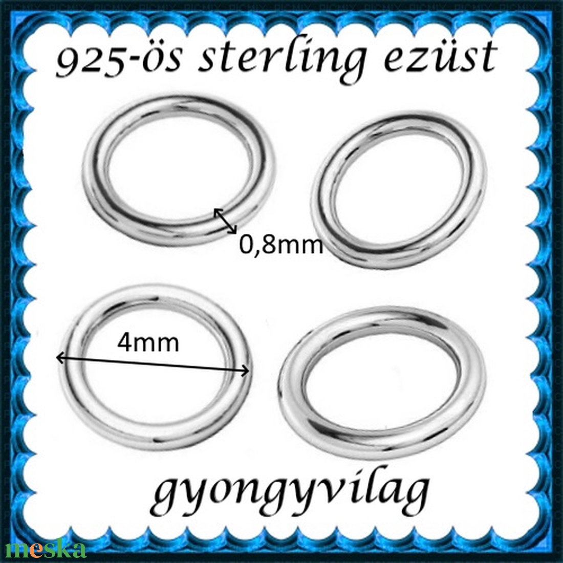 925-ös sterling ezüst ékszerkellék: karika zárt ESZK Z 4x0,8mm 4db/cs - kellékek & szerszámok - gyöngyfűzés kellékek - szerelőkarika - Meska.hu 925-ös sterling ezüst ékszerkellék: karika zárt ESZK Z 4x0,8mm 4db/cs - kellékek & szerszámok - gyöngyfűzés kellékek - szerelőkarika - Meska.hu