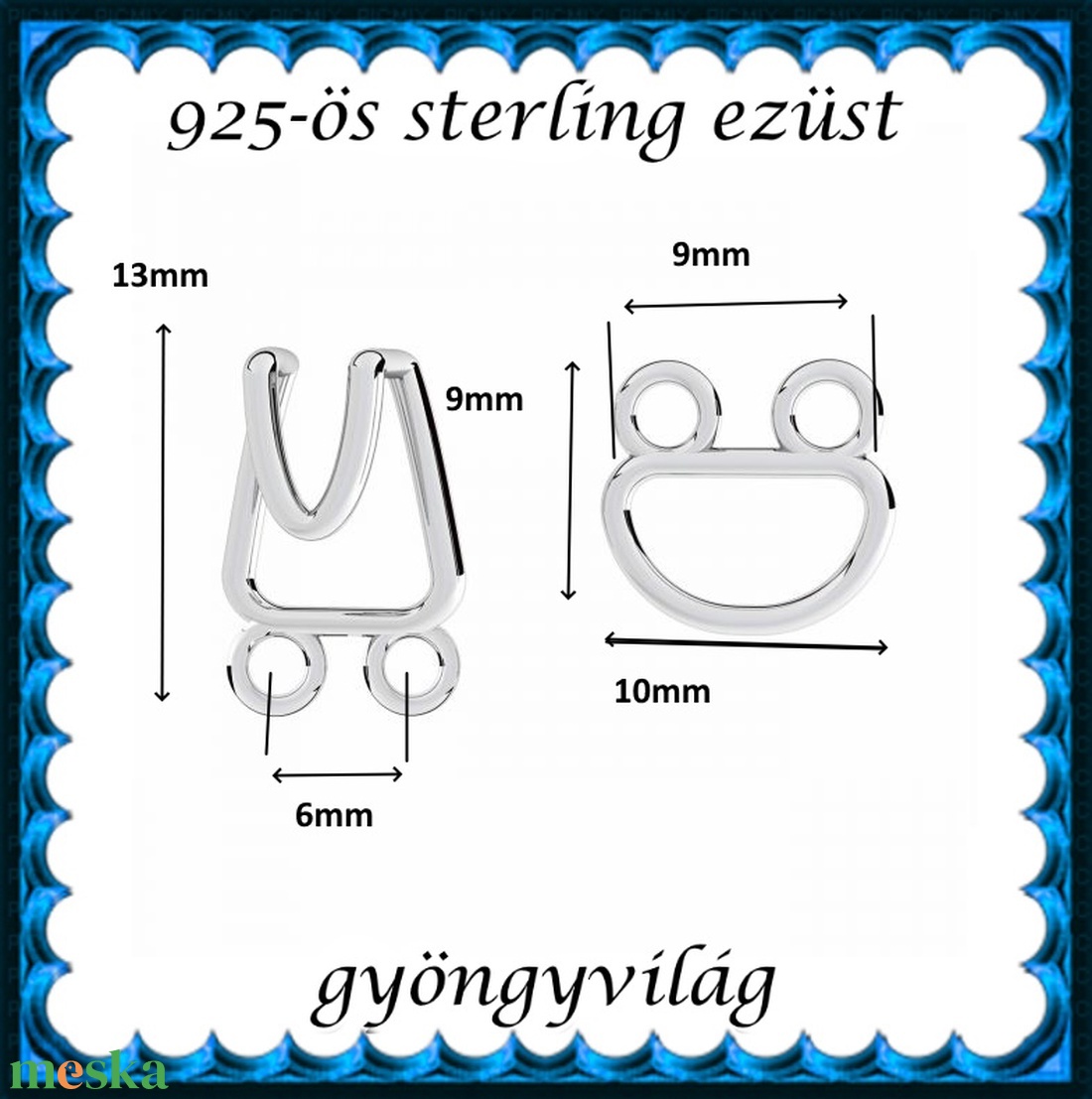 925-ös sterling ezüst ékszerkellék: lánckapocs ELK 2S 08 - kellékek & szerszámok - gyöngyfűzés kellékek - egyéb alkatrész - Meska.hu