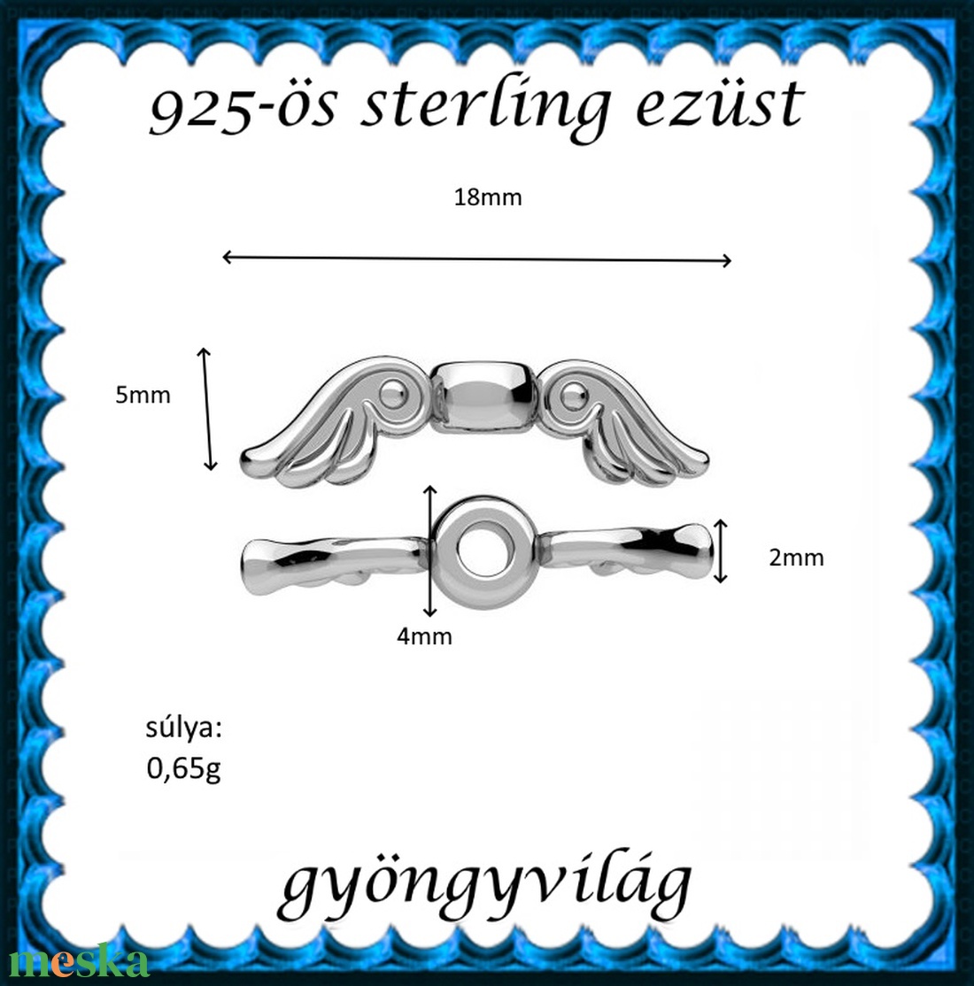 925-ös sterling ezüst ékszerkellék: köztes / gyöngy / dísz EKÖ 105 - kellékek & szerszámok - gyöngyfűzés kellékek - fém köztesek - Meska.hu