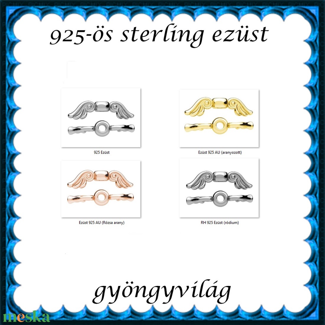 925-ös sterling ezüst ékszerkellék: köztes / gyöngy / dísz EKÖ 105 - kellékek & szerszámok - gyöngyfűzés kellékek - fém köztesek - Meska.hu