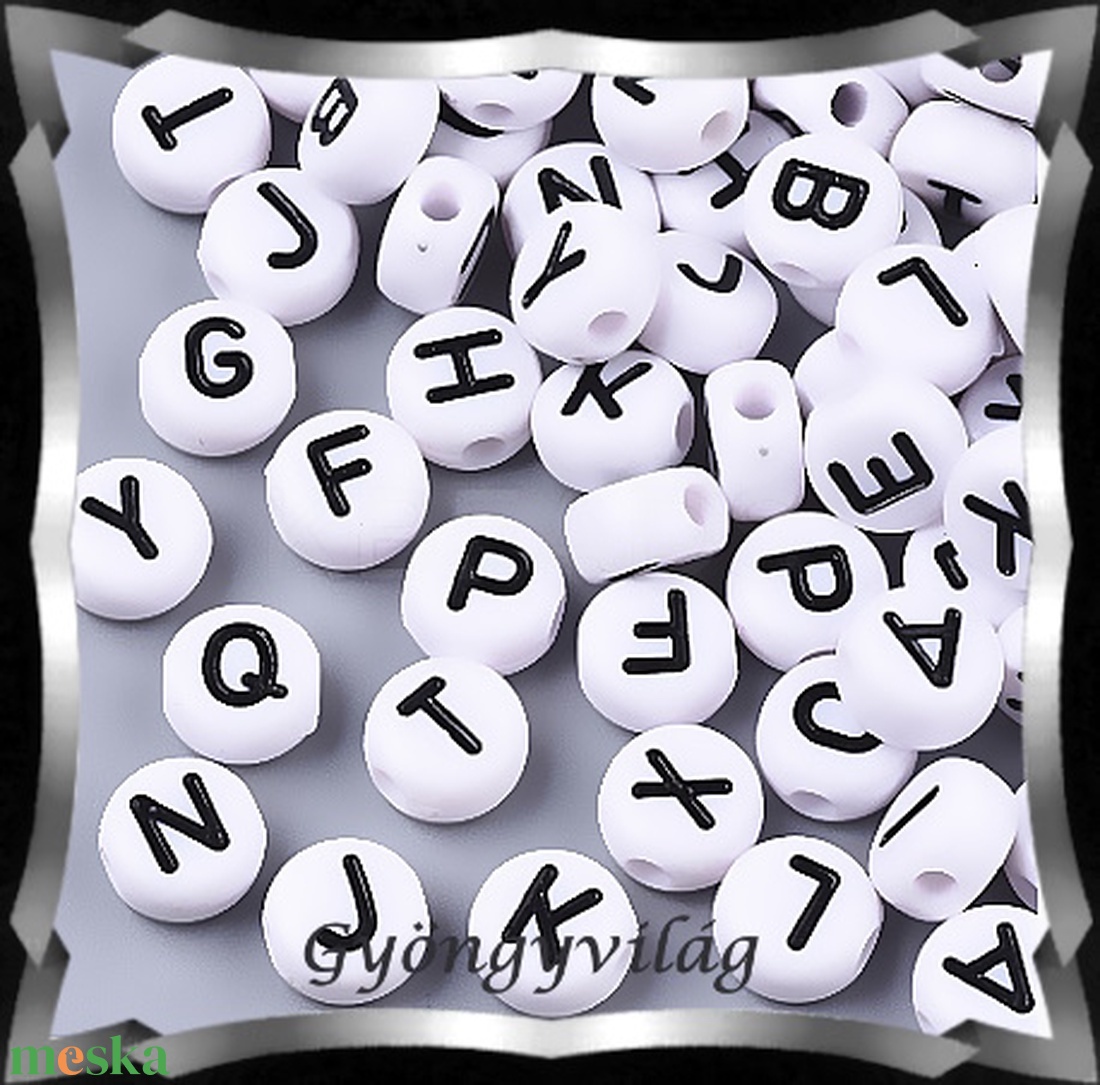 Gyöngyök: akril gyöngy/betű fűzhető GYA-E001 100db/csomag - kellékek & szerszámok - gyöngyfűzés kellékek - fém köztesek - Meska.hu Gyöngyök: akril gyöngy/betű fűzhető GYA-E001 100db/csomag - kellékek & szerszámok - gyöngyfűzés kellékek - fém köztesek - Meska.hu