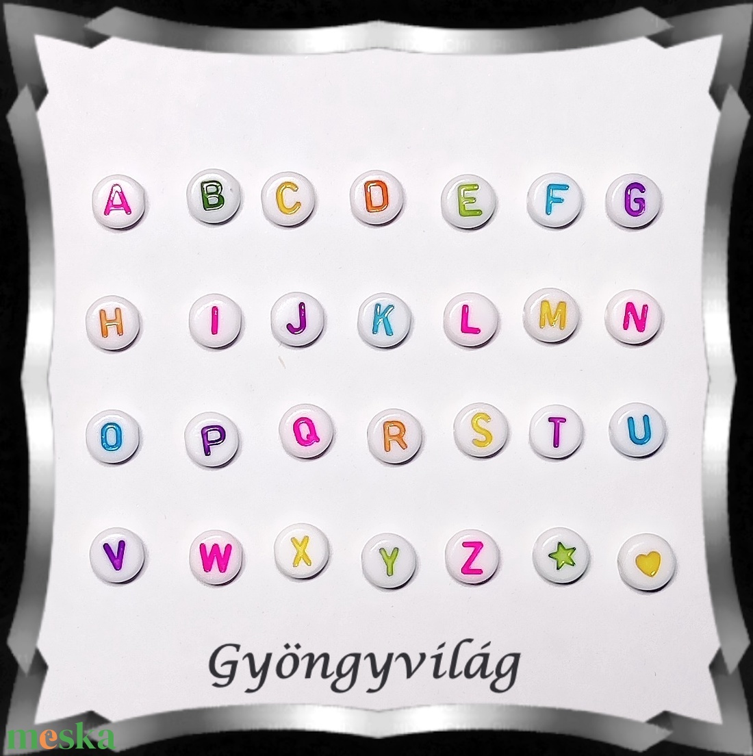 Gyöngyök: akril gyöngy/betű fűzhető GYA-E001sz 60db/csomag - kellékek & szerszámok - gyöngyfűzés kellékek - fém köztesek - Meska.hu Gyöngyök: akril gyöngy/betű fűzhető GYA-E001sz 60db/csomag - kellékek & szerszámok - gyöngyfűzés kellékek - fém köztesek - Meska.hu