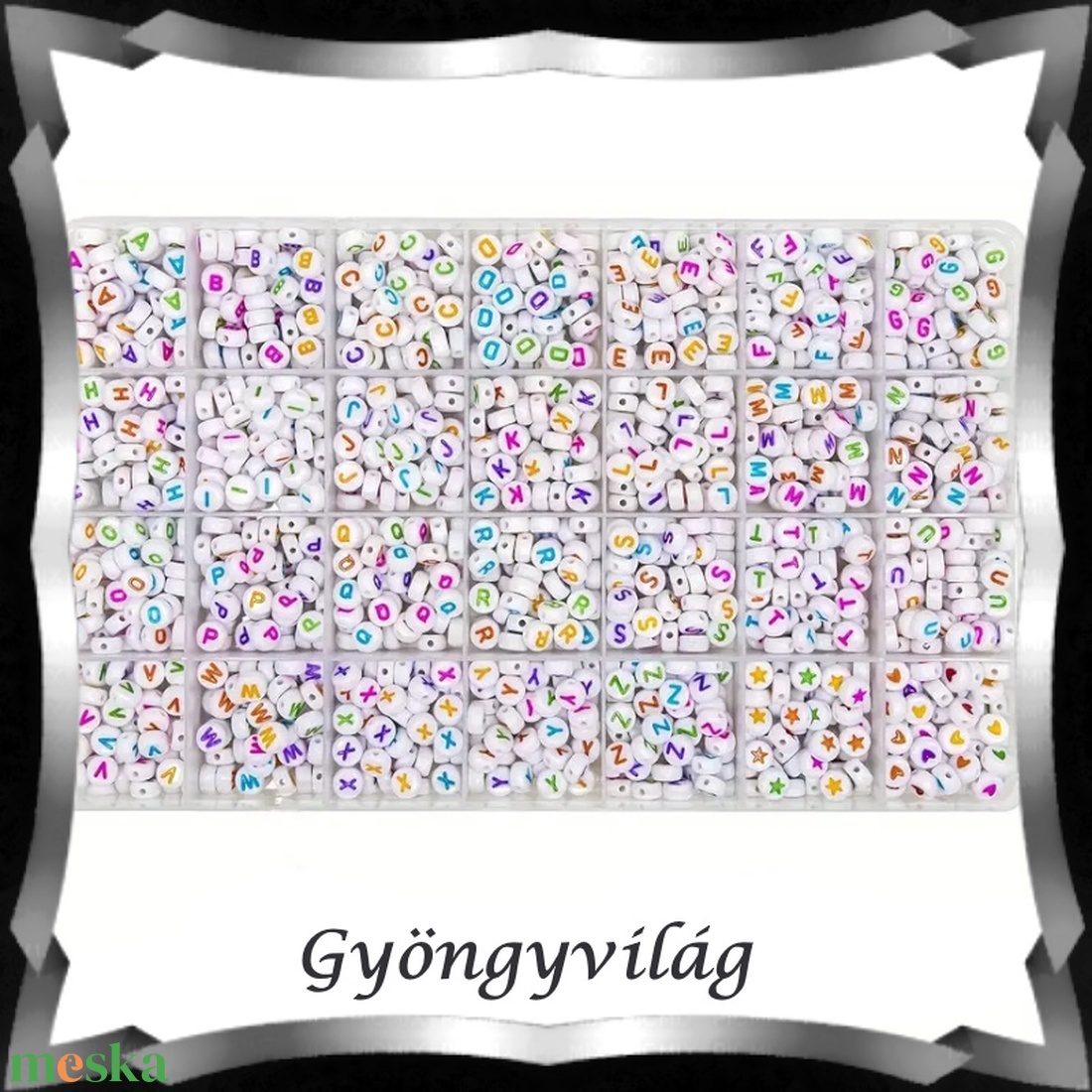 Gyöngyök: akril gyöngy/betű fűzhető GYA-E001sz 60db/csomag - kellékek & szerszámok - gyöngyfűzés kellékek - fém köztesek - Meska.hu Gyöngyök: akril gyöngy/betű fűzhető GYA-E001sz 60db/csomag - kellékek & szerszámok - gyöngyfűzés kellékek - fém köztesek - Meska.hu
