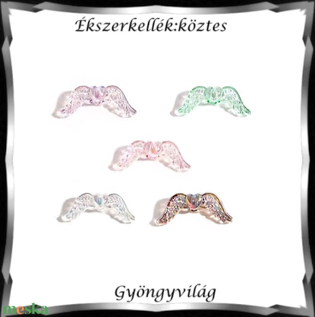 Ékszerkellék: köztes / díszítőelem / gyöngy BKÖ 1S 49 2db/csomag /angyalszárny - kellékek & szerszámok - gyöngyfűzés kellékek - fém köztesek - Meska.hu