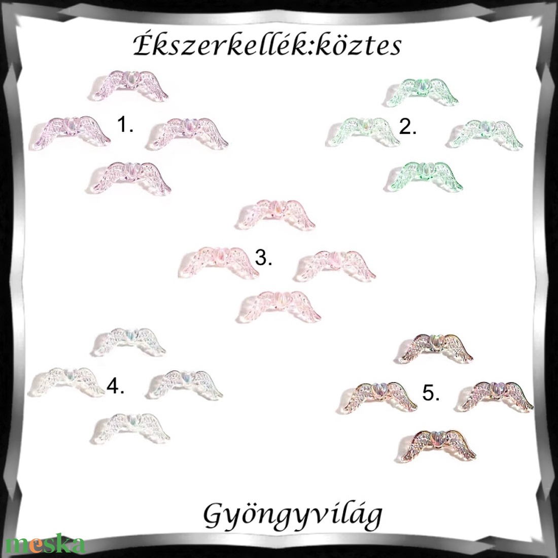 Ékszerkellék: köztes / díszítőelem / gyöngy BKÖ 1S 49 2db/csomag /angyalszárny - kellékek & szerszámok - gyöngyfűzés kellékek - fém köztesek - Meska.hu