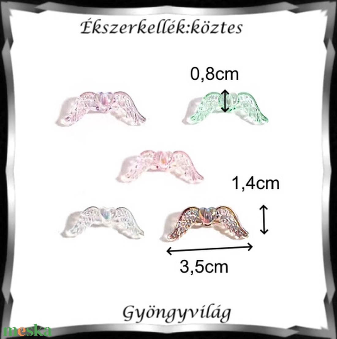 Ékszerkellék: köztes / díszítőelem / gyöngy BKÖ 1S 49 2db/csomag /angyalszárny - kellékek & szerszámok - gyöngyfűzés kellékek - fém köztesek - Meska.hu