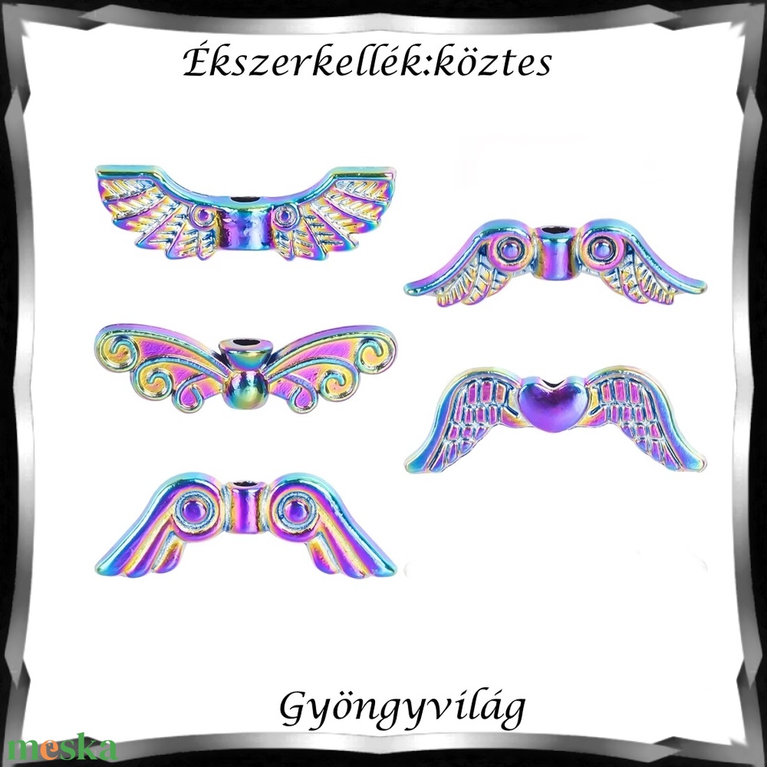 Ékszerkellék: köztes / díszítőelem / gyöngy BKÖ 1S 51 2db/csomag /angyalszárny - kellékek & szerszámok - gyöngyfűzés kellékek - fém köztesek - Meska.hu