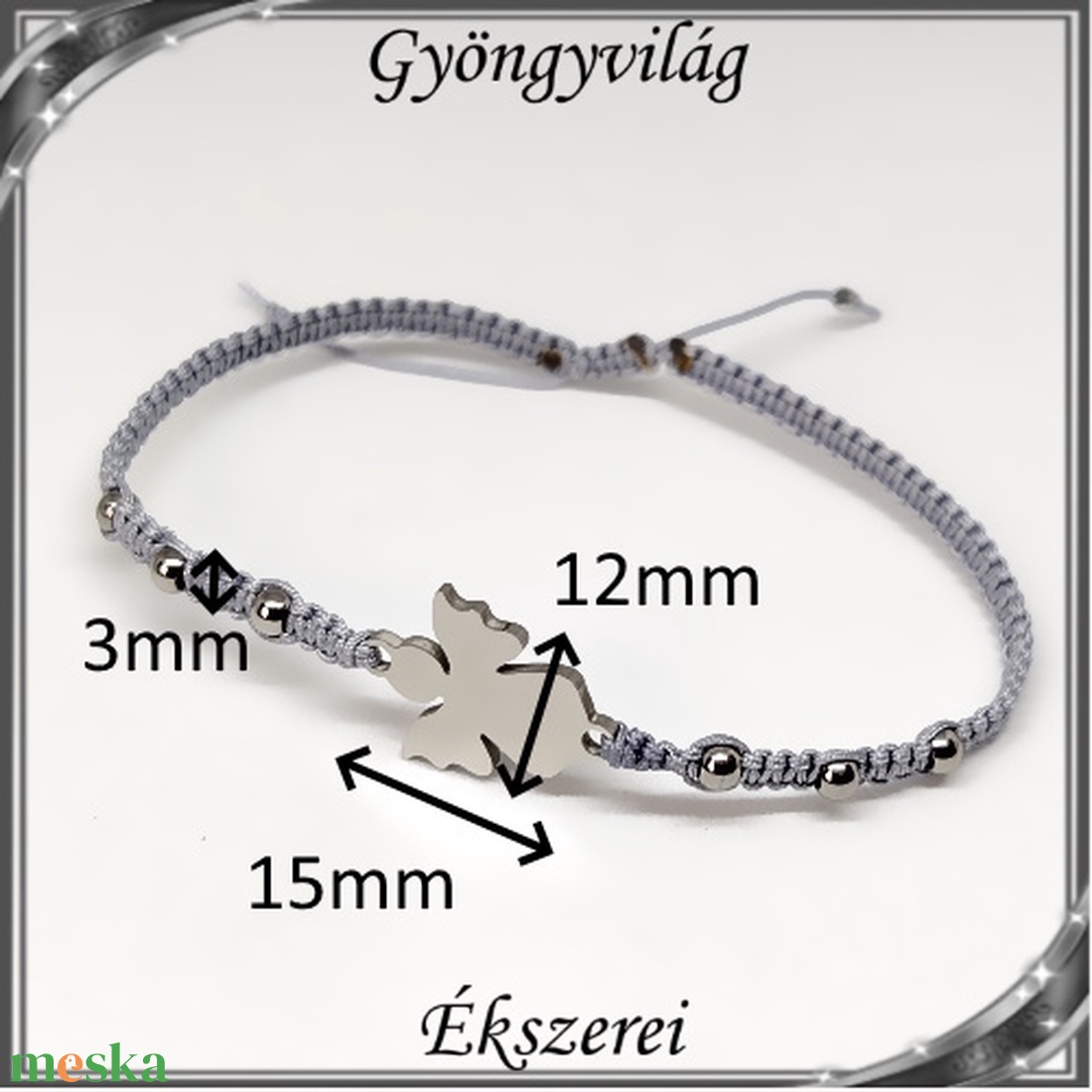 Ékszerek-karkötők: Makramé karkötő SK-M 13 nemes acél angyalkával 4db/csomag - ékszer - karkötő - fonott karkötő - Meska.hu
