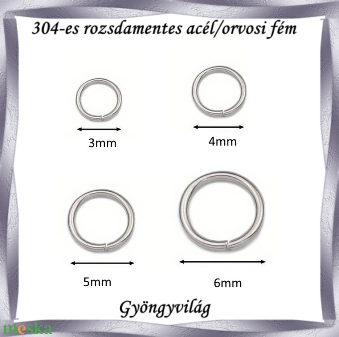 304 Nemes acél ékszerkellék: szerelőkarika , nyitott NASZK NY 3-6mm-es több vastagságban - kellékek & szerszámok - gyöngyfűzés kellékek - szerelőkarika - Meska.hu 304 Nemes acél ékszerkellék: szerelőkarika , nyitott NASZK NY 3-6mm-es több vastagságban - kellékek & szerszámok - gyöngyfűzés kellékek - szerelőkarika - Meska.hu