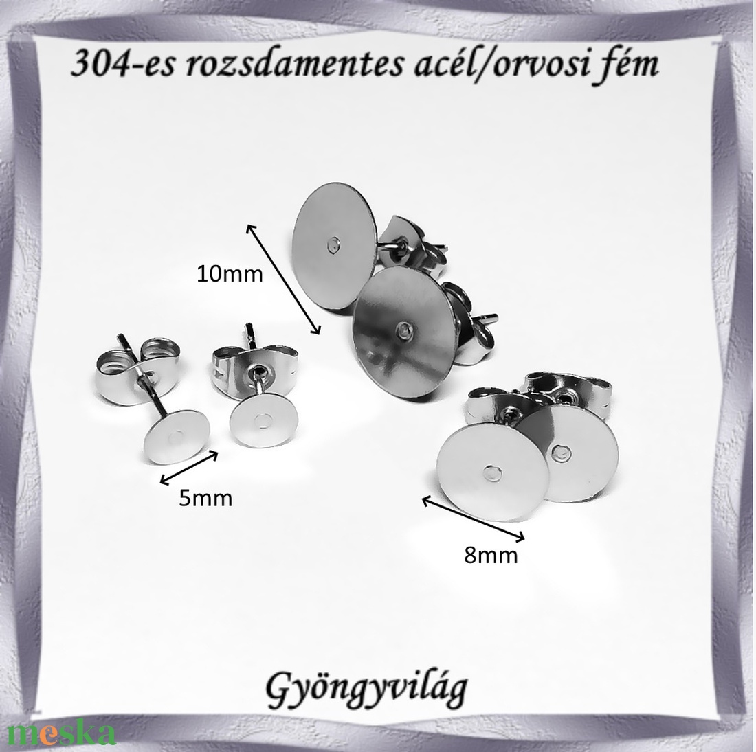 304 Nemes acél ékszerkellék: fülbevaló alap NAFK 14 több méretben - kellékek & szerszámok - ékszerkellék - fülbevaló alap - Meska.hu 304 Nemes acél ékszerkellék: fülbevaló alap NAFK 14 több méretben - kellékek & szerszámok - ékszerkellék - fülbevaló alap - Meska.hu
