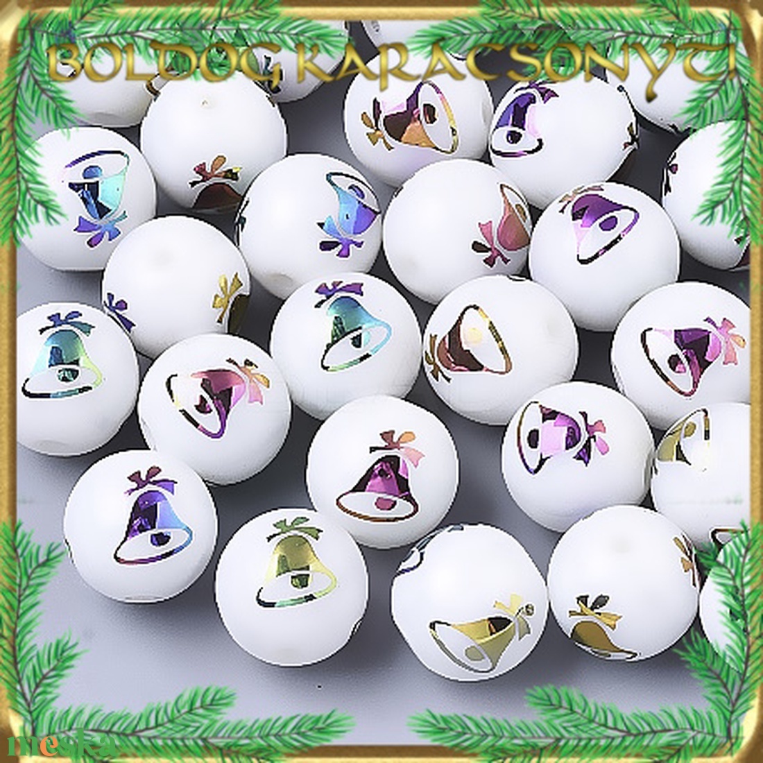 Ékszerkellék: üveggyöngy, karácsonyi gyöngy 5db/cs 10mm S-KA18-1 - kellékek & szerszámok - gyöngyfűzés kellékek - cabochon - Meska.hu