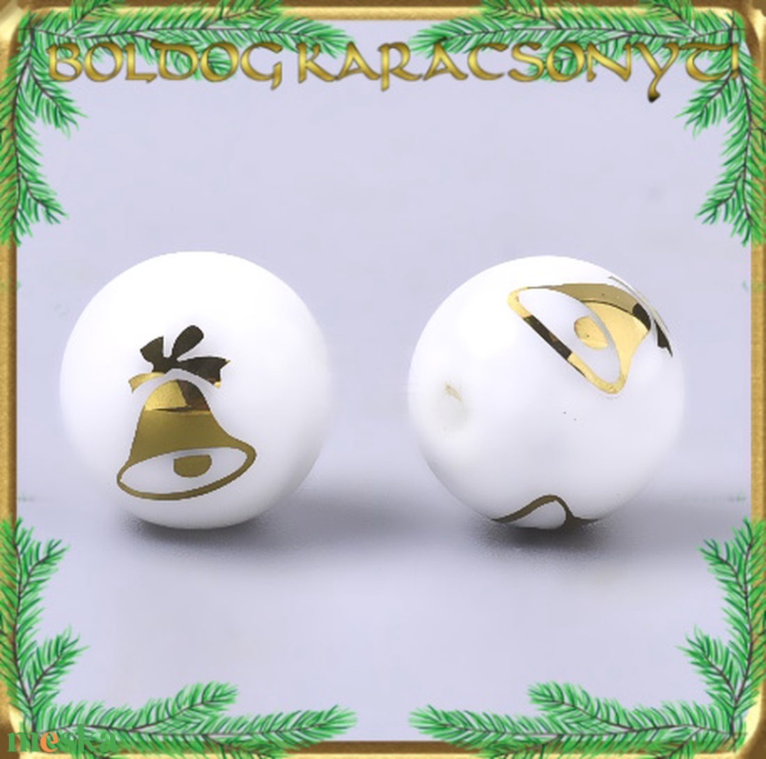 Ékszerkellék: üveggyöngy, karácsonyi gyöngy 5db/cs 10mm S-KA18-2 - kellékek & szerszámok - gyöngyfűzés kellékek - cabochon - Meska.hu