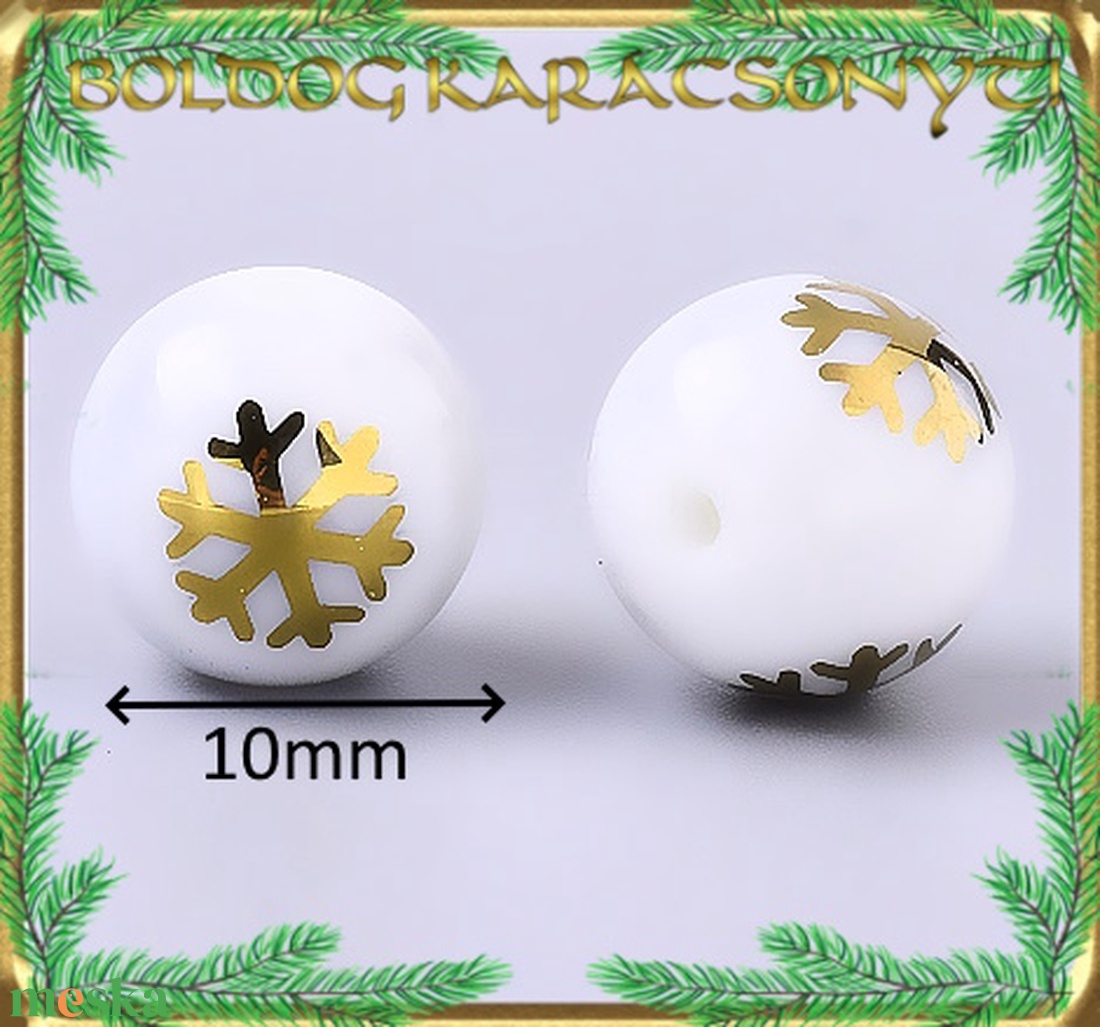 Ékszerkellék: üveggyöngy, karácsonyi gyöngy 5db/cs 10mm S-KA18-3 - kellékek & szerszámok - gyöngyfűzés kellékek - cabochon - Meska.hu Ékszerkellék: üveggyöngy, karácsonyi gyöngy 5db/cs 10mm S-KA18-3 - kellékek & szerszámok - gyöngyfűzés kellékek - cabochon - Meska.hu