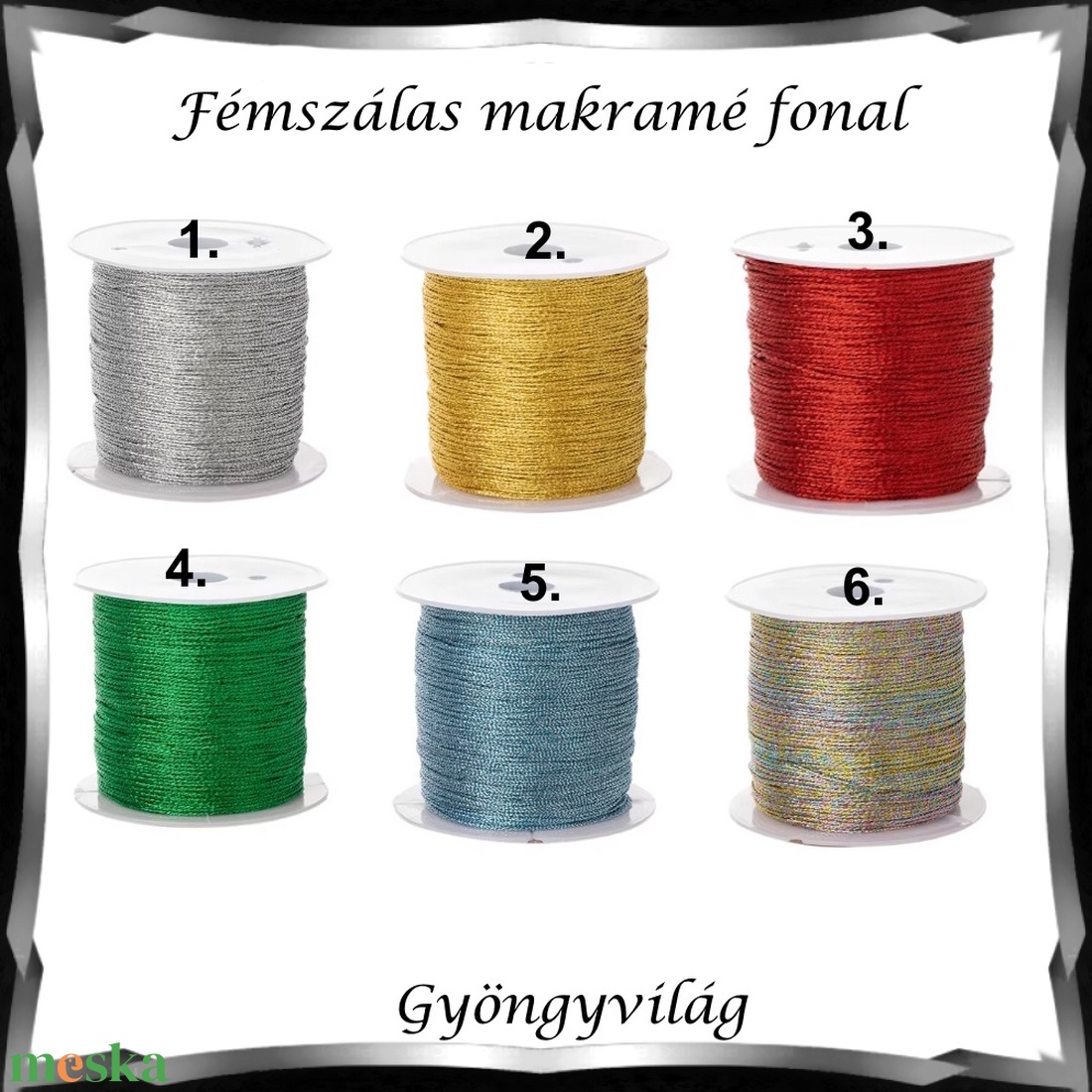 Ékszerkellék: makramé zsinór FSZ02-0,4 0,4mm-es fémszálas több színben - kellékek & szerszámok - ékszerkellék - Meska.hu Ékszerkellék: makramé zsinór FSZ02-0,4 0,4mm-es fémszálas több színben - kellékek & szerszámok - ékszerkellék - Meska.hu