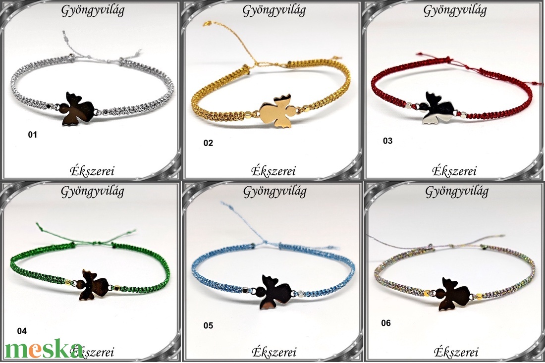 Ékszerek-karkötők: Makramé karkötő SK-M 13-3 nemes acél angyalkával több szinben - ékszer - karkötő - fonott karkötő - Meska.hu Ékszerek-karkötők: Makramé karkötő SK-M 13-3 nemes acél angyalkával több szinben - ékszer - karkötő - fonott karkötő - Meska.hu