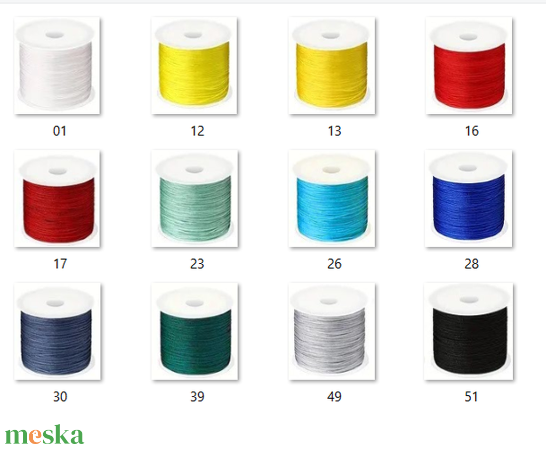 Ékszerkellék: makramé zsinór FSZ02-0,4 0,4mm-es több színben - kellékek & szerszámok - ékszerkellék - Meska.hu Ékszerkellék: makramé zsinór FSZ02-0,4 0,4mm-es több színben - kellékek & szerszámok - ékszerkellék - Meska.hu
