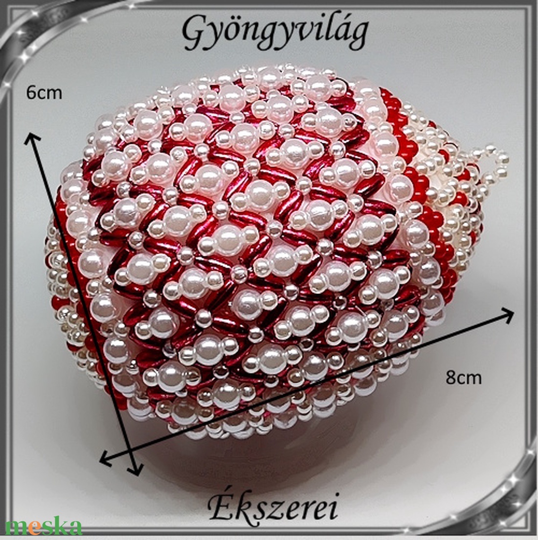 Gyöngyből készített húsvéti tojás S-HÚ01-2 - otthon & életmód - dekoráció - asztal és polc dekoráció - asztaldísz - Meska.hu