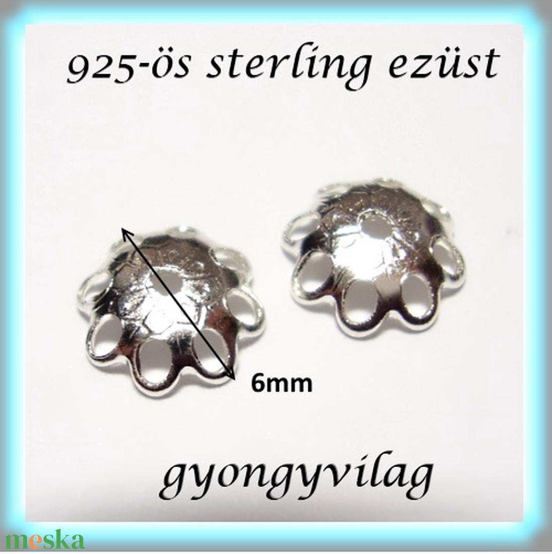 925-ös sterling ezüst gyöngykupak    EGYK 34-6 2db/csomag - kellékek & szerszámok - gyöngyfűzés kellékek - fém köztesek - Meska.hu