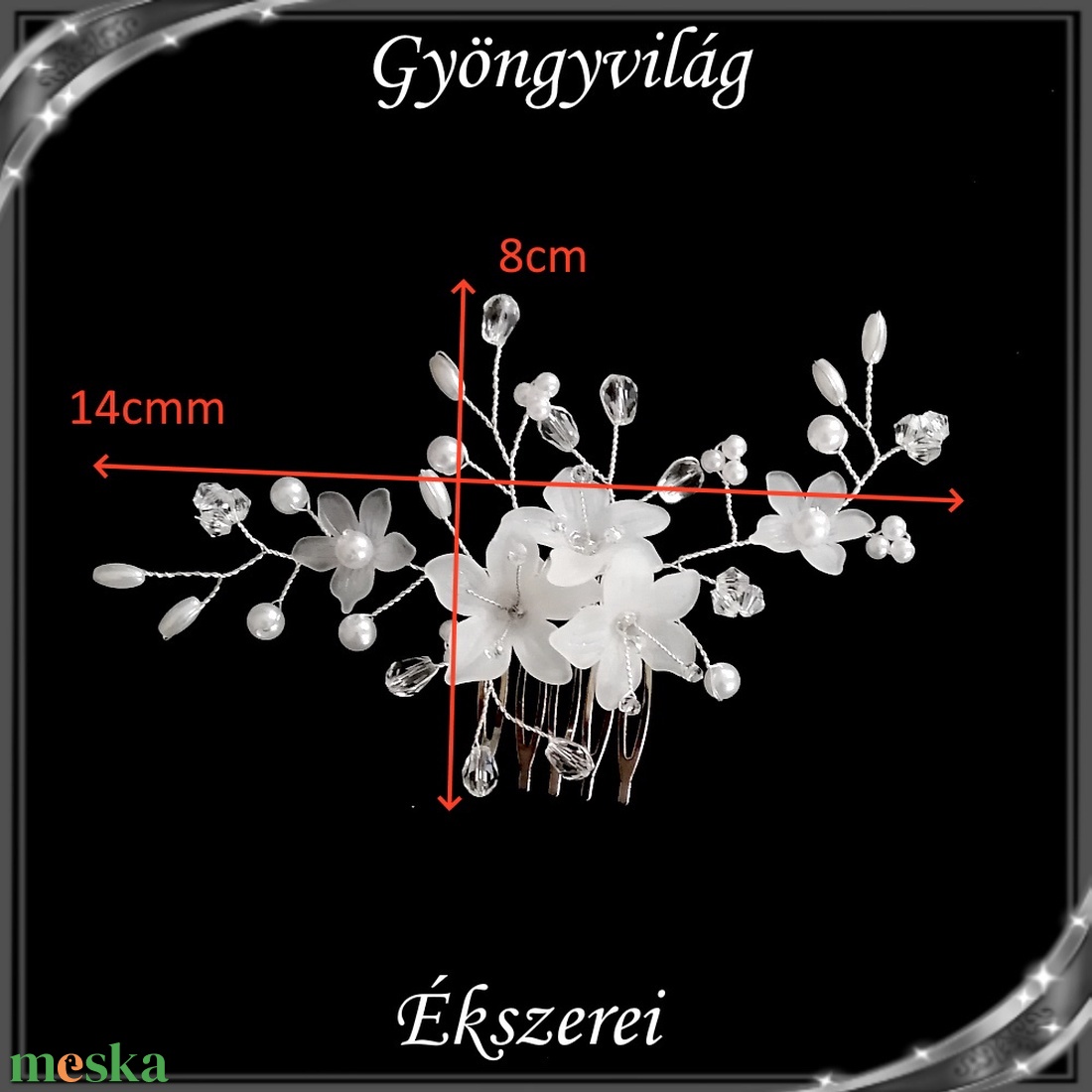 Ékszerek-hajdíszek, hajcsatok: Esküvői, menyasszonyi, alkalmi hajdísz S-H-FÉ09-03e - esküvő - hajdísz - kontydísz & hajdísz - Meska.hu