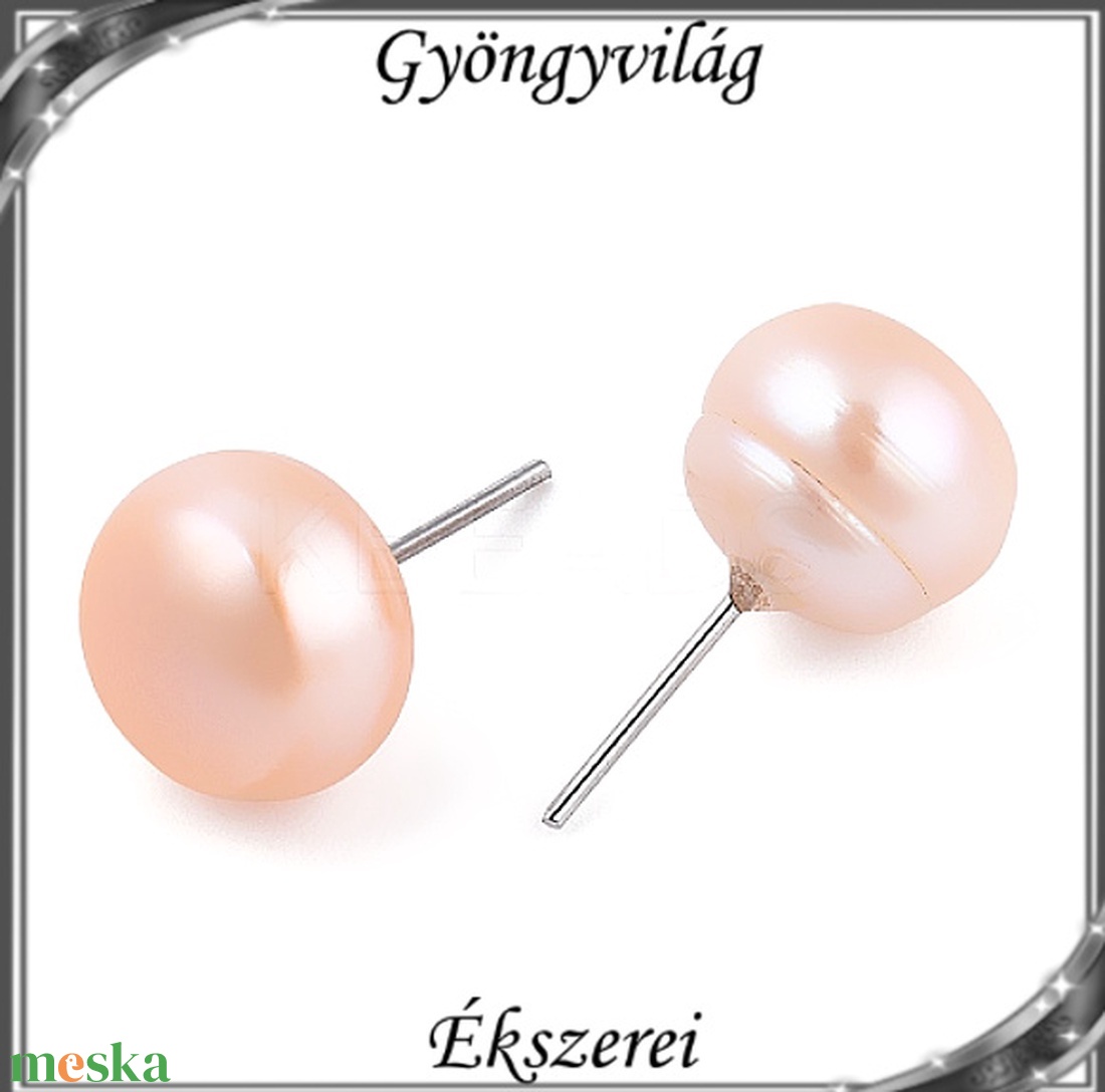 Fülbevalók: igazgyöngy , 925-ös sterling ezüst SFE-IGY02-10 barack - ékszer - fülbevaló - pötty fülbevaló - Meska.hu Fülbevalók: igazgyöngy , 925-ös sterling ezüst SFE-IGY02-10 barack - ékszer - fülbevaló - pötty fülbevaló - Meska.hu