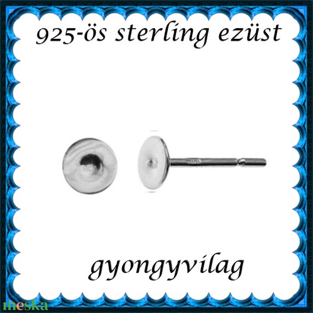 925-ös sterling ezüst ékszerkellék: fülbevalóalap bedugós EFK B 38-3 - kellékek & szerszámok - gyöngyfűzés kellékek - egyéb alkatrész - Meska.hu