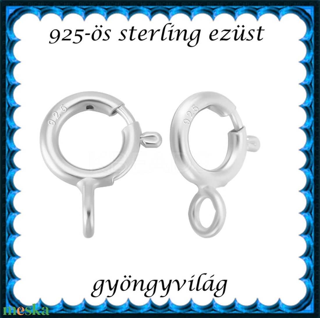 925-ös sterling ezüst ékszerkellék: lánckapocs ELK 1S 12-1-8 z  2db/csomag - kellékek & szerszámok - gyöngyfűzés kellékek - egyéb alkatrész - Meska.hu