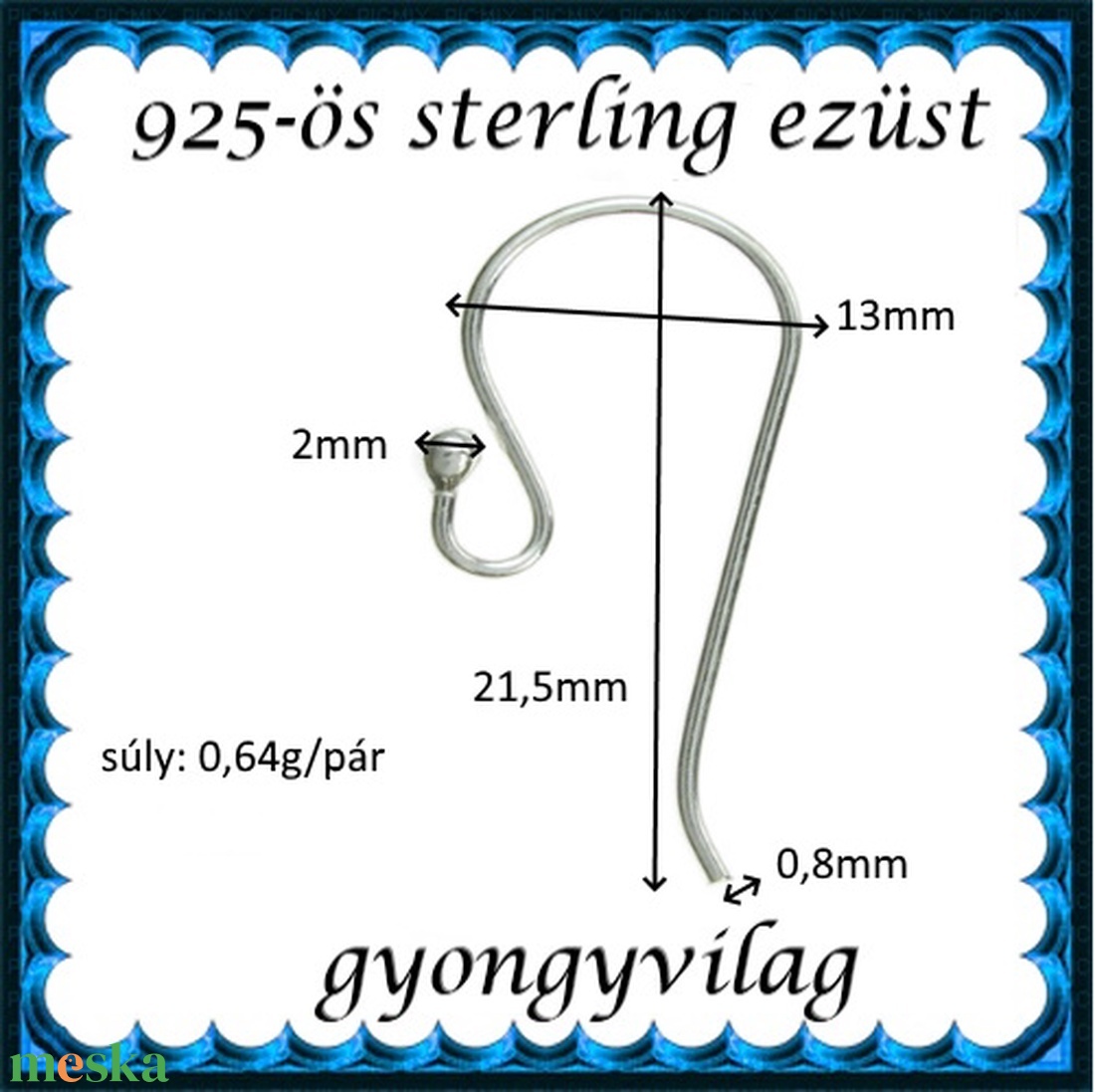 925-ös sterling ezüst ékszerkellék: fülbevalóalap akasztós EFK A 01-1 - kellékek & szerszámok - gyöngyfűzés kellékek - egyéb alkatrész - Meska.hu 925-ös sterling ezüst ékszerkellék: fülbevalóalap akasztós EFK A 01-1 - kellékek & szerszámok - gyöngyfűzés kellékek - egyéb alkatrész - Meska.hu