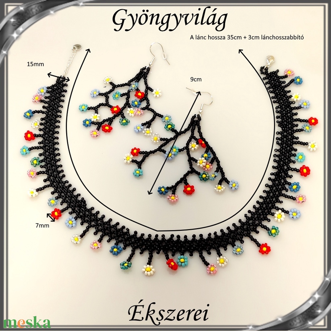 Ékszerek-szettek: gyöngy fülbevaló - nyaklánc szett SSZ-E925-ÜGY01-1-35 - ékszer - ékszerszett - Meska.hu