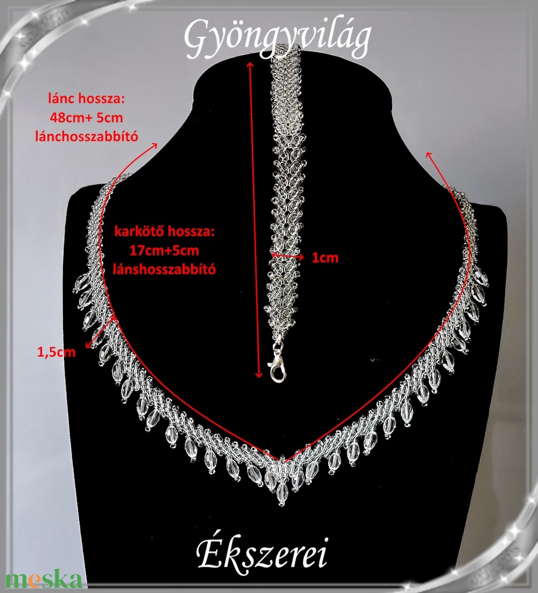Esküvői, menyasszonyi, alkalmi ékszer szett,  SSZEB-GY04-1 - esküvő - ékszer - nyaklánc - Meska.hu