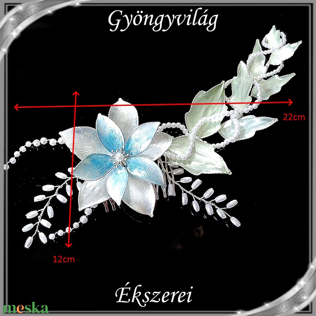 Ékszerek-hajdíszek, hajcsatok: Esküvői, menyasszonyi, alkalmi hajdísz dip art technikával S-H-FÉ30-3 - esküvő - hajdísz - fésűs hajdísz - Meska.hu