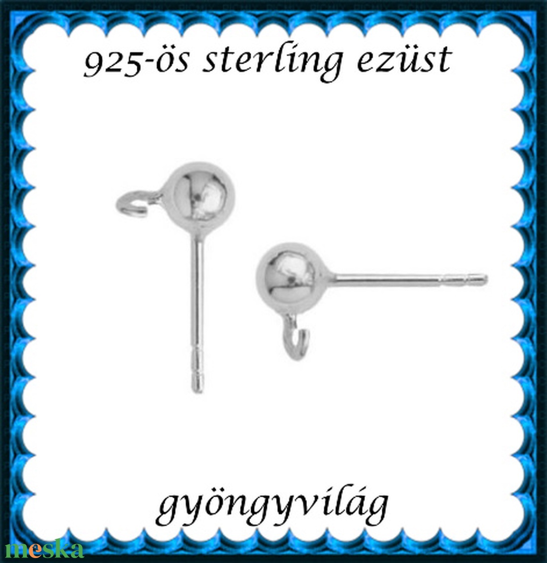 925-ös sterling ezüst ékszerkellék: fülbevaló kapocs, bedugós EFK B 01-1-4 - kellékek & szerszámok - ékszerkellék - fülbevaló kapocs - Meska.hu