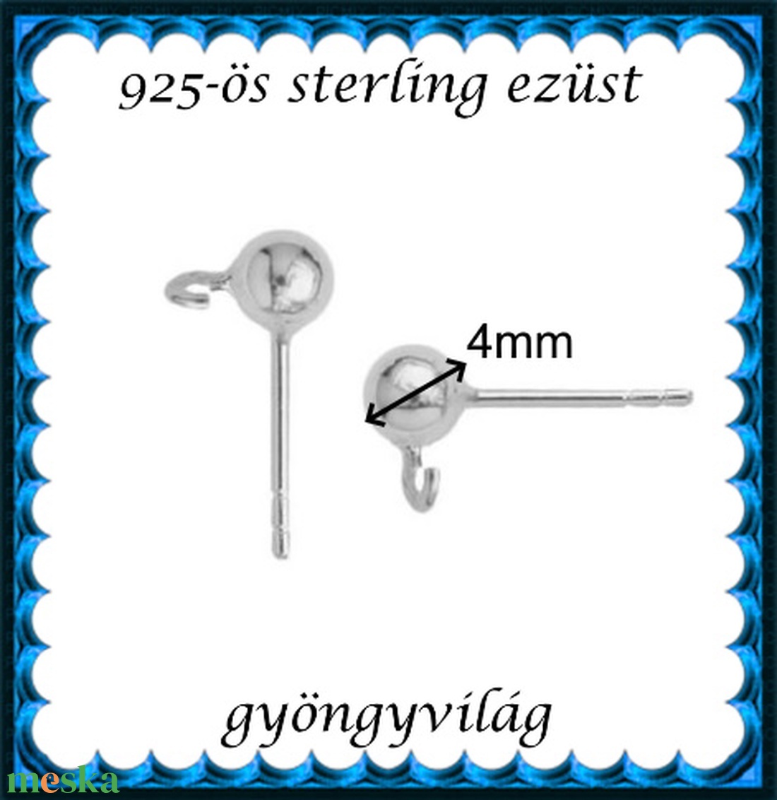 925-ös sterling ezüst ékszerkellék: fülbevaló kapocs, bedugós EFK B 01-1-4 - kellékek & szerszámok - ékszerkellék - fülbevaló kapocs - Meska.hu