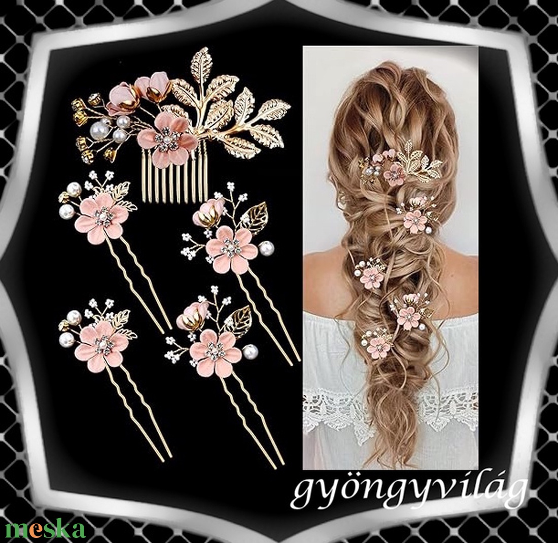 Ékszerek-hajdíszek, hajcsatok: Esküvői, menyasszonyi, alkalmi hajdísz, ES-H-SZ22a 5db-os szet mályva - esküvő - hajdísz - kontydísz & hajdísz - Meska.hu