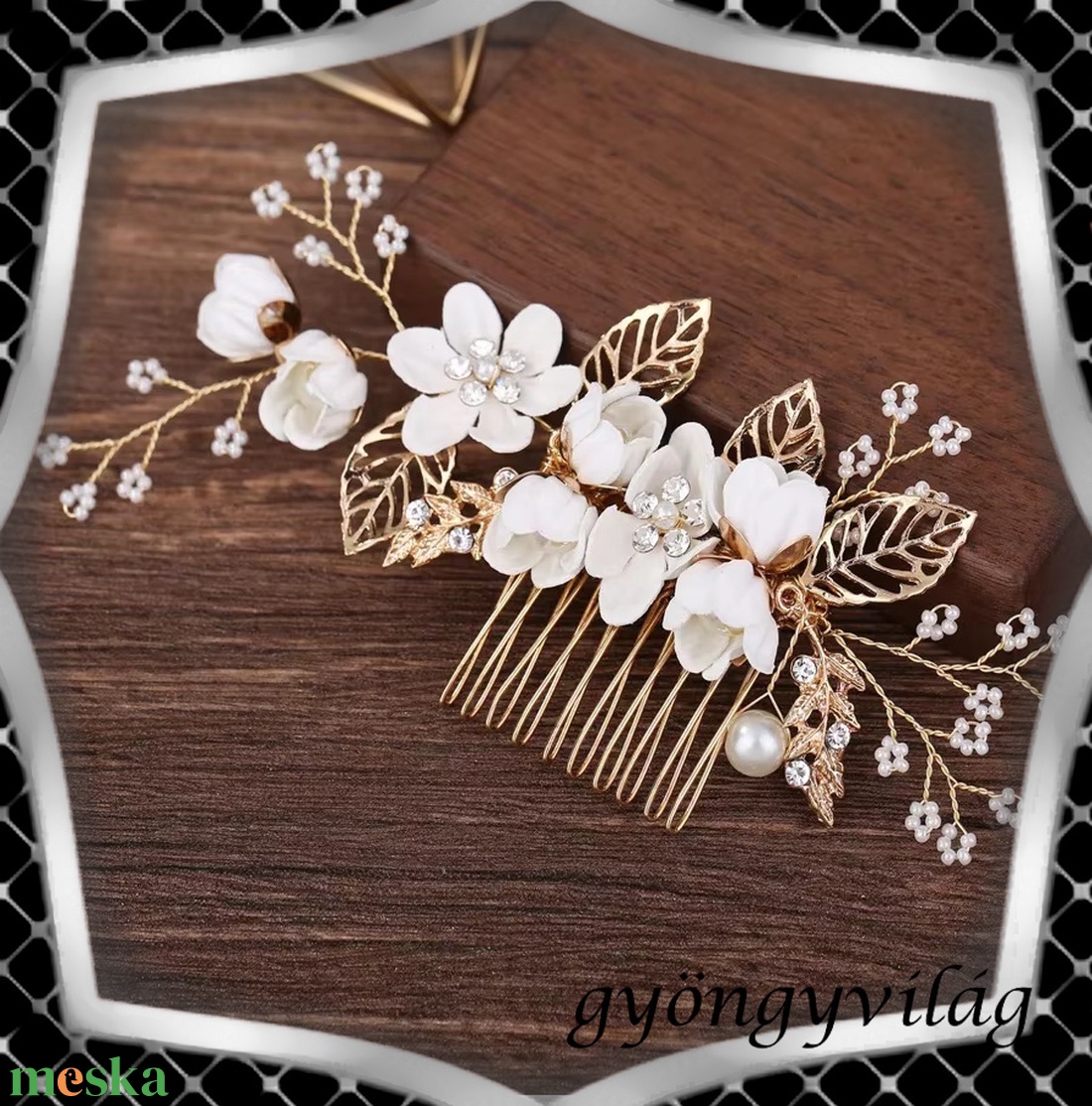 Ékszerek-hajdíszek, hajcsatok: Esküvői, menyasszonyi, alkalmi hajdísz ES-H-FÉ63a fehér - esküvő - hajdísz - fésűs hajdísz - Meska.hu