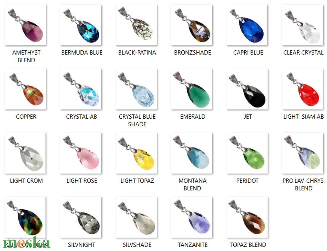 Swarovski kristály medál -16mm-es csepp  több színben  - ékszer - nyaklánc - medál - Meska.hu