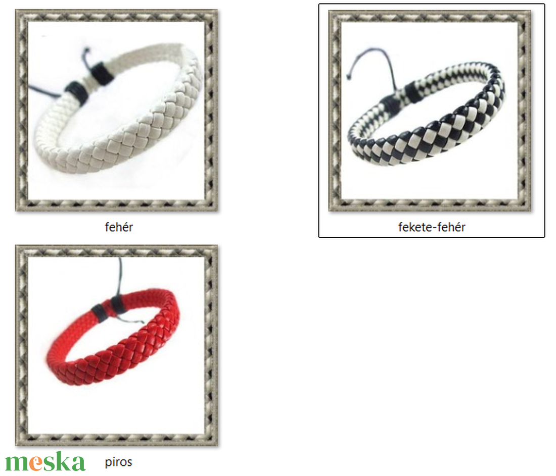 Ékszerek-karkötők: Bőr fonott karkötő K-BŐR56 több színben - ékszer - nyaklánc - medál nélküli nyaklánc - Meska.hu
